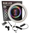 Кольцевая светодиодная лампа MJ33 RGB LED 33 см с держателем под мобильный телефон, смартфон, поворотная на 360 градусов USB