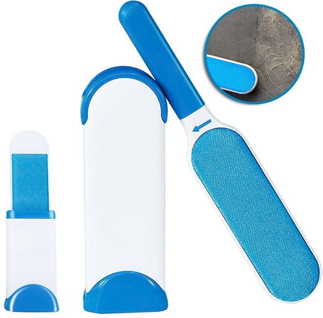 Компактная Двусторонняя Щетка для удаления шерсти Reusable Pet Fur Remover With Self Cleaning Base самоочищающаяся,Многоразовое средство для удаления шерсти домашних животных, комплект щеток