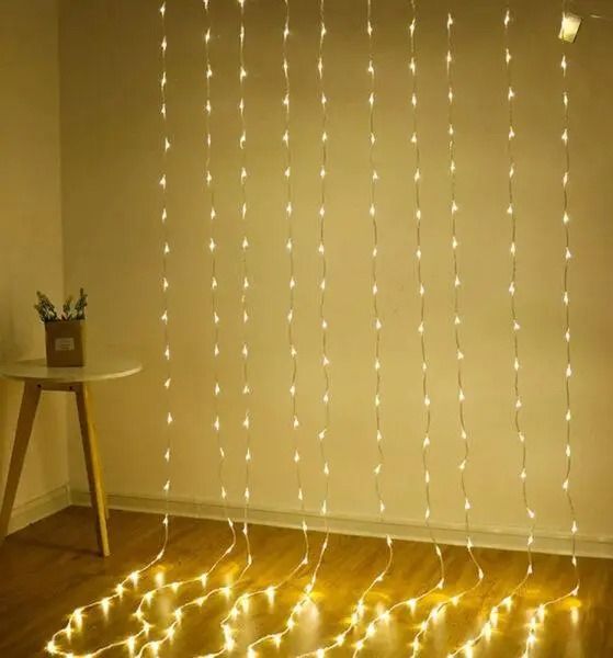 Светодиодная гирлянда штора водопад теплый белый 3M*2M 200 led WW-9 на медной проволоке