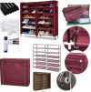 Тканевый складной шкаф для обуви на 2 секции Shoe Cabinet YQF-2266 на 12 полок, двойной шкаф органайзер для хранения обуви