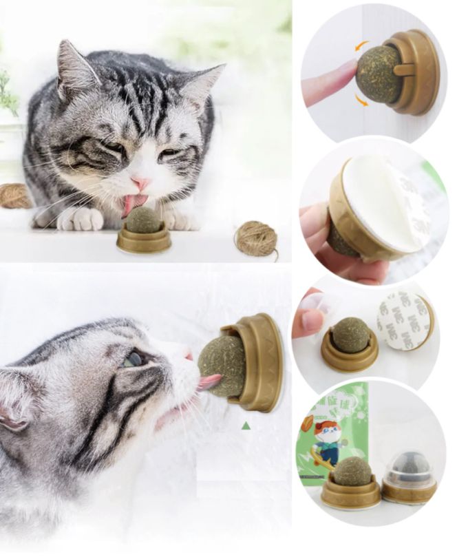 Кошачий мятный шарик игрушка, мятный леденец, конфета для кошек, Лизун для кота на липучке, кошачий мятный-шарик
