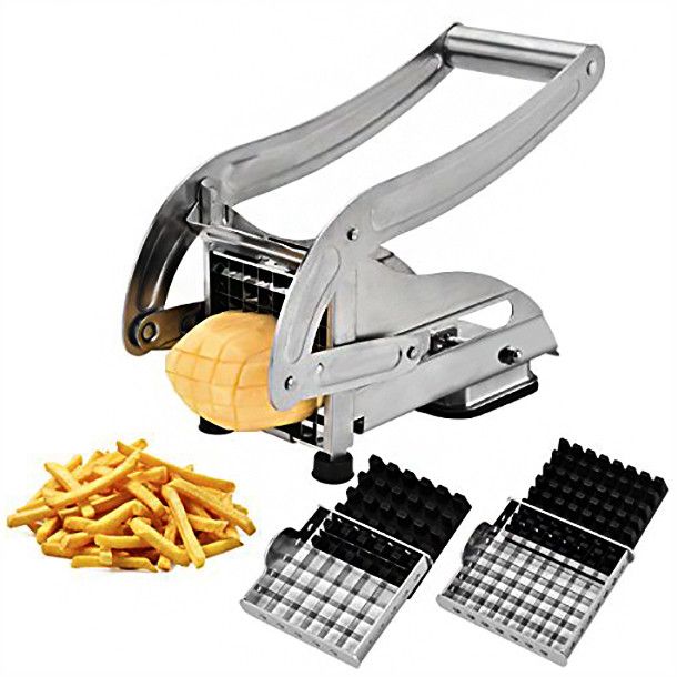 Картофелерезка Potato Chipper, овощерезка стальная с 2 насадками для картошки фри