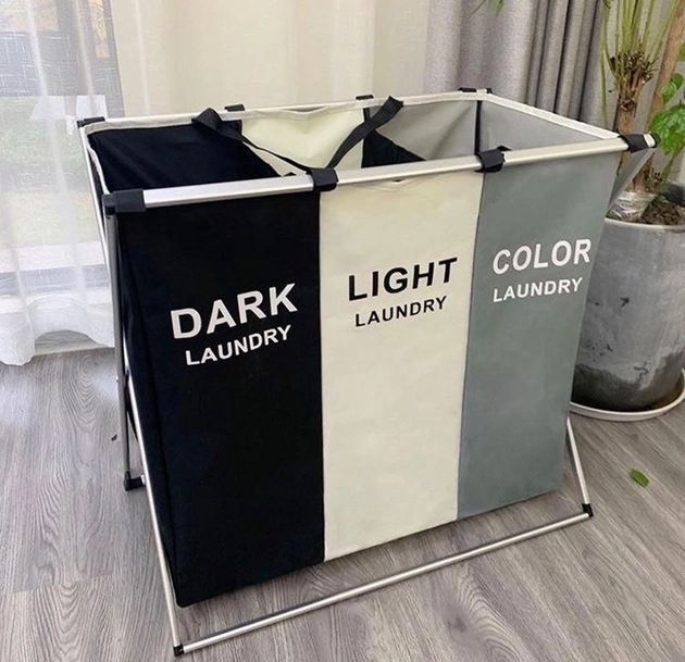 Корзина для белья складная 120л с 3 отсеками Laundry Basket, Корзина-органайзер для сортировки грязного белья
