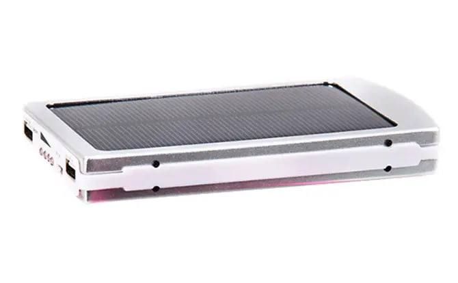 Power Bank 50000 mAh с солнечной батареей и Led панелью silver, Компактное и мощное портативное зарядное устройство, Внешняя батарея для зарядки, внешний аккумулятор, Универсальное устройство, работающее от сети, компьютера и энергии солнца