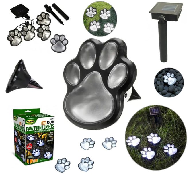 Светящиеся Следы Paw Print Light На Солнечной Батарее, Автономный уличный светильник в грунт, Уличный Тротуарный Светильник в форме следов, светодиодные следы с защитой от влаги, фонарь-лапки садовый газонный