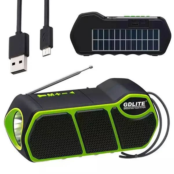 Многофункциональная портативная солнечная система (фонарик, радио FM, Bluetooth, power bank) GD-LITE-11, портативное устройство повербанк с солнечной панелью для домашнего использования и для походов,туризма, при отсутствии электроснабжения