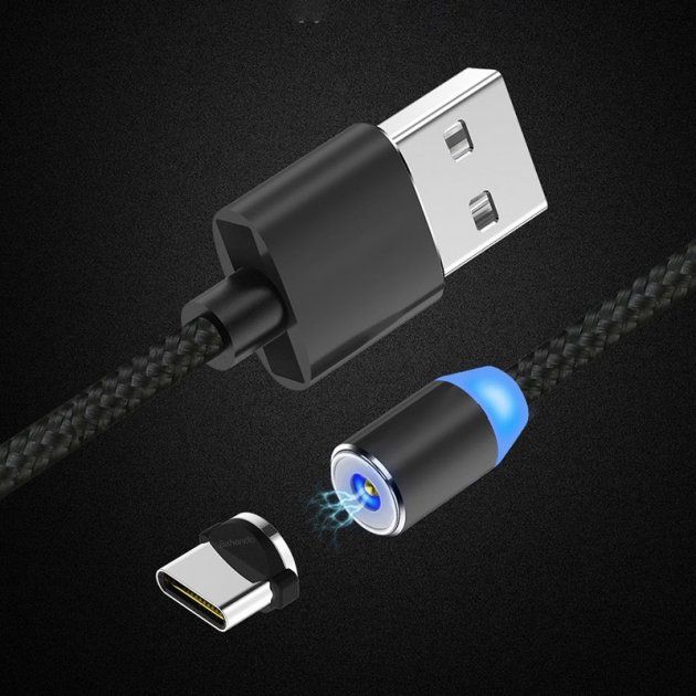 Магнитный кабель для зарядки 3 в 1 X-Cable с круглым разъемом micro USB, Type C, lightning