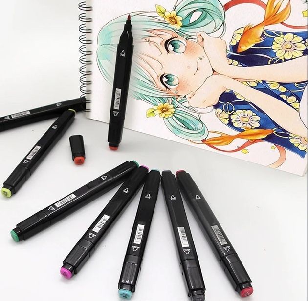Универсальный Набор Портативных двусторонних маркеров, Sketch Marker, 36 цветов в сумочке, два наконечника разной формы, для рисования на бумаге, картонах, дереве и других поверхностях, для скетчинга