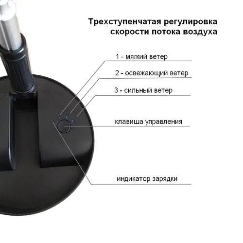 Настольный мощный портативный складной Вентилятор ZK-2028 Белый и черный с 3 режимами скорости аккумуляторный, напольный современный универсальный вентилятор-кондиционер, подходит для размещения на любой поверхности