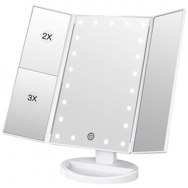 Тройное косметическое зеркало для макияжа с LED подсветкой Magic Makeup Mirror
