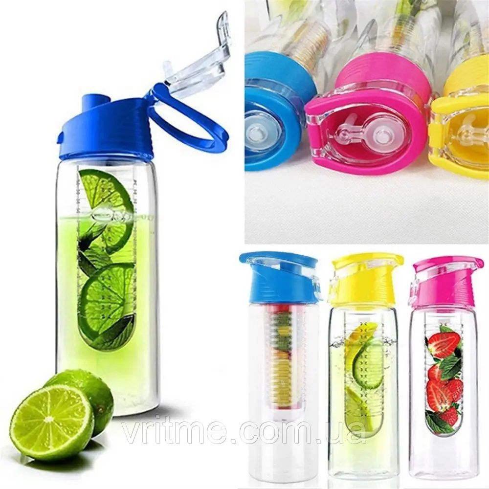 Бутылка для воды и напитков Fruit Bottle с контейнером для фруктов 800 мл
