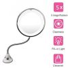 Гибкое зеркало на присоске с 5x увеличением и подсветкой LED MIRROR