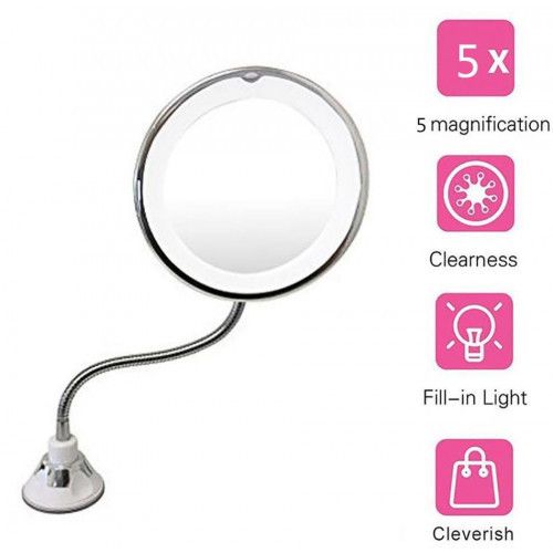 Гибкое зеркало на присоске с 5x увеличением и подсветкой LED MIRROR