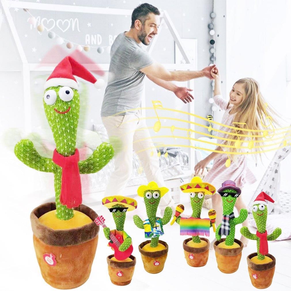 Большой танцующий кактус музыкальный поющий 120 песен Dancing Cactus 32 см