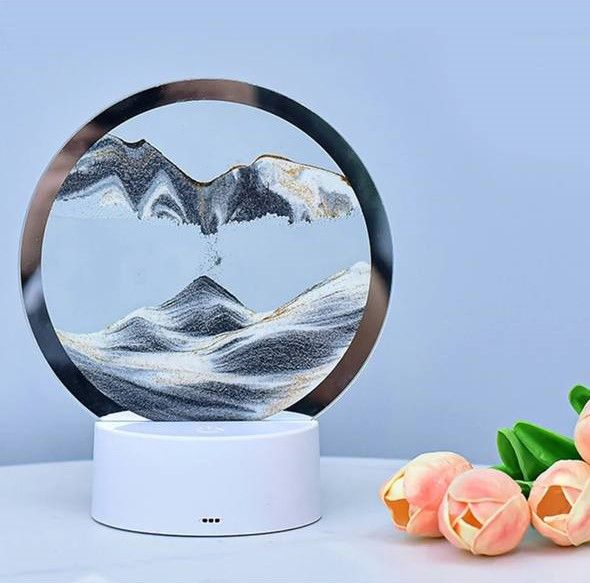 Настольная Лампа ночник RGB песочные часы Картина USB светильник 3D Sandscap вращение 360 °, уникальная увлекательная яркая прикроватная лампа анти стресс подвижный песок, светодиодный светильник с сыпучим песком