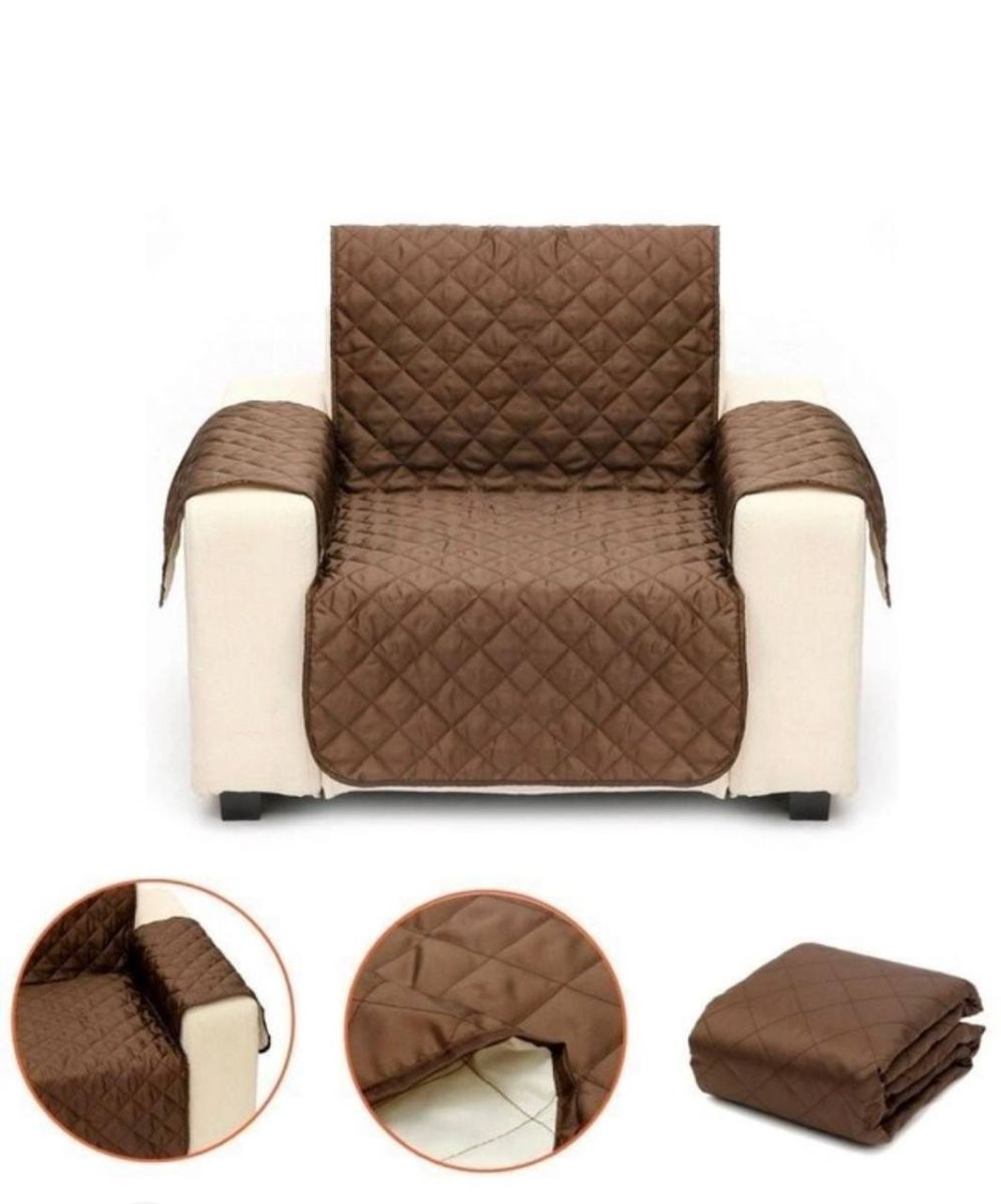 Накидка на кресло универсальная двухсторонняя стеганая Couch Coat, защитное покрывало водонепроницаемое, водоотталкивающая, защитит от шерсти, воды и грязи,  для спинки и сиденья, и для обоих подлокотников кресла