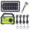 Солнечная станция GDPlus GD-8076, солнечная система, фонарь колонка, Фонарь Power Bank, FM радио, Bluetooth, 4 лампочки с солнечной панелью
