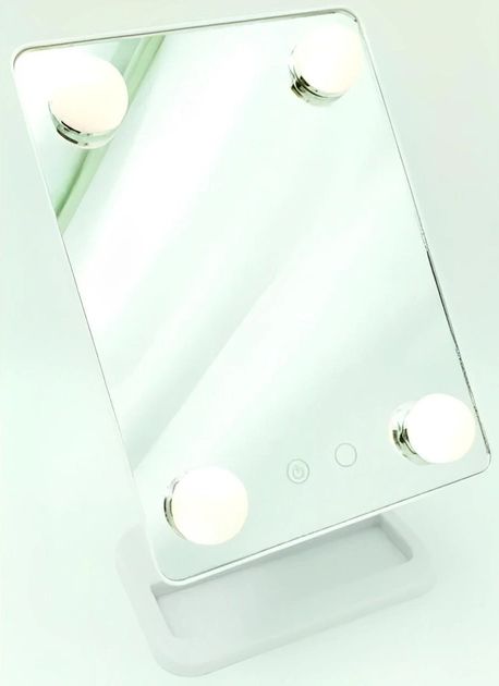 Настольное сенсорное портативное зеркало Cosmetie mirror 360 Rotation Angel с светодиодной подсветкой для макияжа с подставкой органайзером для косметических средств, регулируемое вращение на 180°