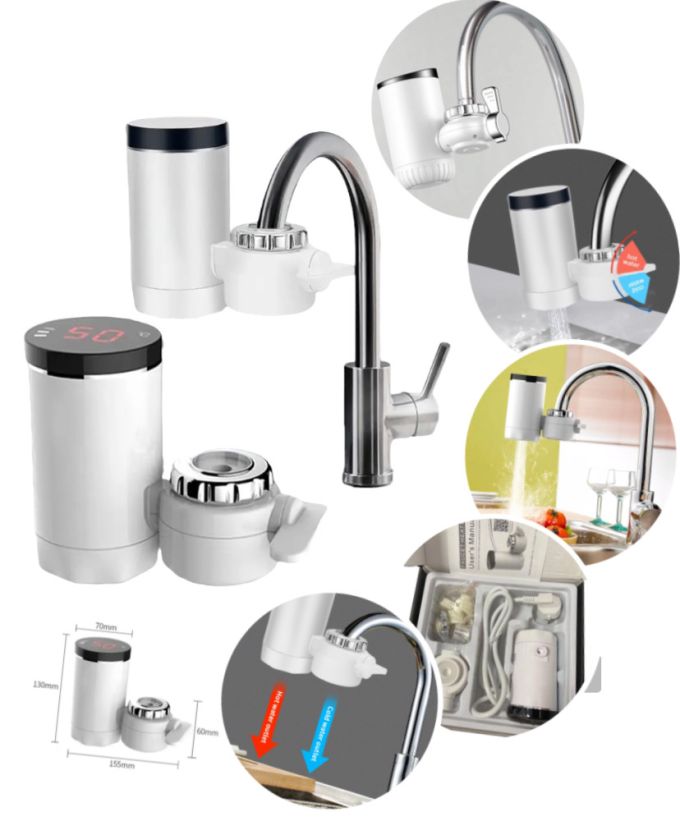 Проточный водонагреватель на кран с экраном Heating Faucet Delimano FT-005 электрический 3000 Вт, мгновенный нагрева воды