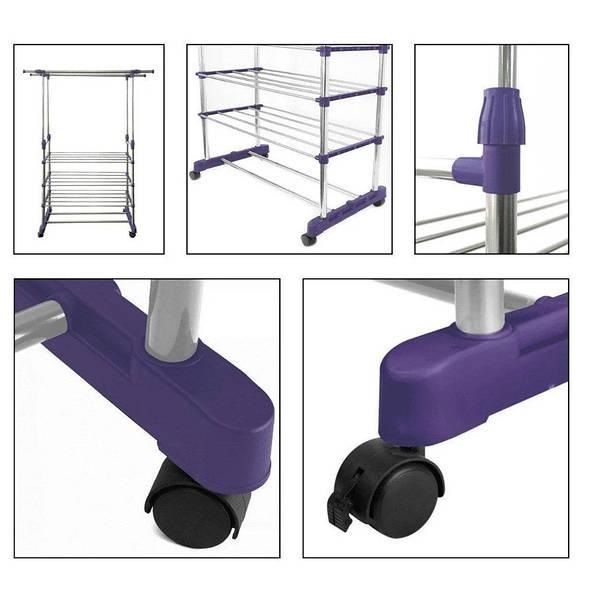 Телескопическая стойка вешалка для одежды Colgador Doble Ajustable 160х80х38см, Телескопическая полка для одежды на 4 полки