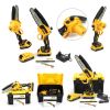 Аккумуляторная цепная мини пила DeWalt DCM160N 24V 4AH шина 20 см на 2 аккумулятора 8" дюймов с автоматической смазкой цепи в кейсе, Веткорез деволт