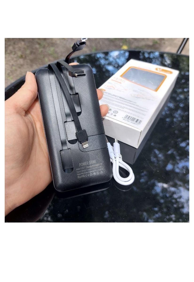 Универсальный Павербанк Viaking N6 Powerbank 50000 mAh встроенные кабели USB, micro USB, Type-C, Lightning портативна батарея,с подставкой для телефона, компактное зарядное устройство