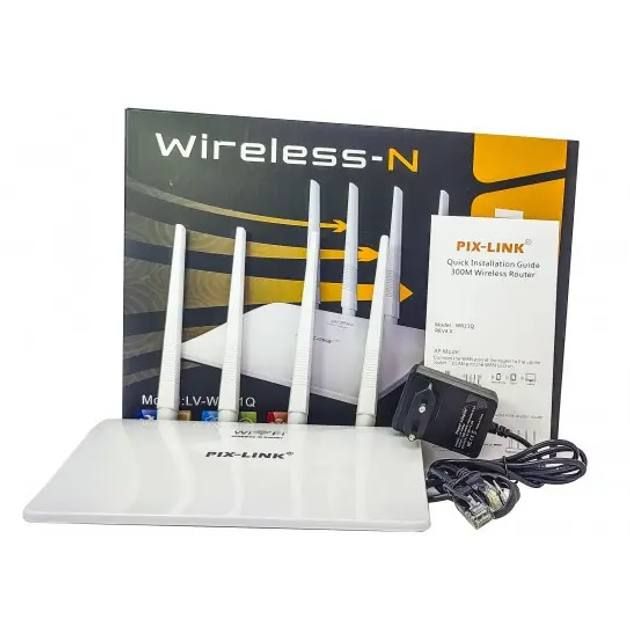 Высокоскоростной Wi-Fi Маршрутизатор (роутер) PIX-LINK LV-WR21Q 2.4 ГГц Белый 300 Мбит/с, молниеносная скорость интернета, 4 антенны для мощного и быстрого сигнала, широкое покрытие, надежное и стабильное соединение