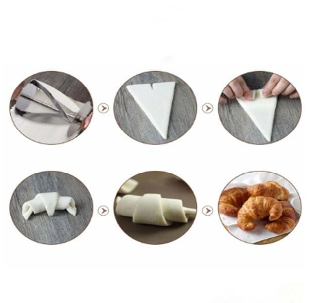Удобная Функциональная Скалка Для Нарезки Теста Sweet Croissant Cutter, аксессуар для кондитеров с эргономичными ручками, для нарезки теста различной формы треугольниками для круассанов, кондитерский нож для мучных кондитерских изделий