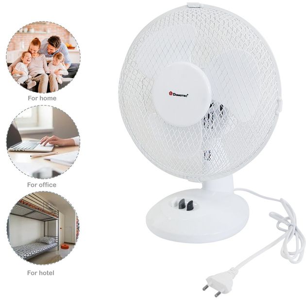 Вентилятор портативный настольный DOMOTEC MS-1624 White, бесшумный компактный электровентилятор бытовой на стол, регулируемый угол наклона, автоповорот