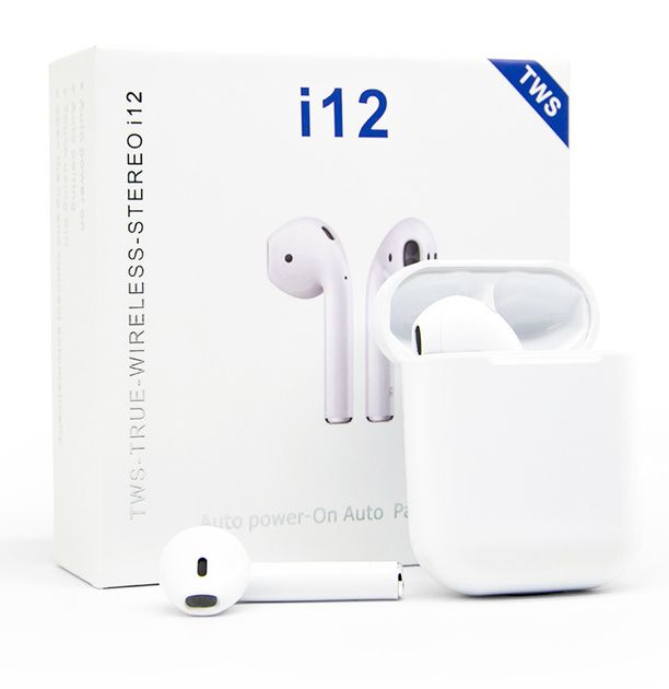 Стерео гарнитура TWS i12 inPods Sensor Bluetooth 5.0, Компактные Портативные Универсальные Беспроводные сенсорные блютуз наушники с боксом для зарядки,  Встроенный микрофон, Совместимость с Android, iOS