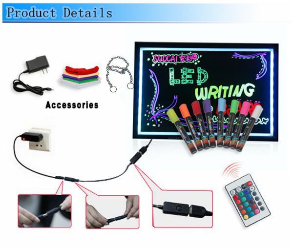 FLUORECENT BOARD 40*60 + adapter + controller Светящийся борд. LED доска Fluorecent Board. Доска для маркера