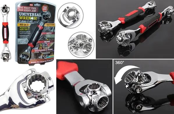Универсальный многофункциональный гаечный ключ 48 в 1  Universal Tiger Wrench PRO, две вращающиеся на 360? головки, Торцевой ключ, Комбинированный портативный походный инструмент, облегчает работу с труднодоступными гайками и болтами