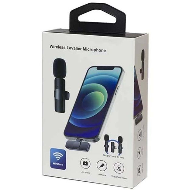 Беспроводной петличный микрофон K9-IP для iPhone Lightning-Type-C, петличный микрофон для айфона с шумоподавлением