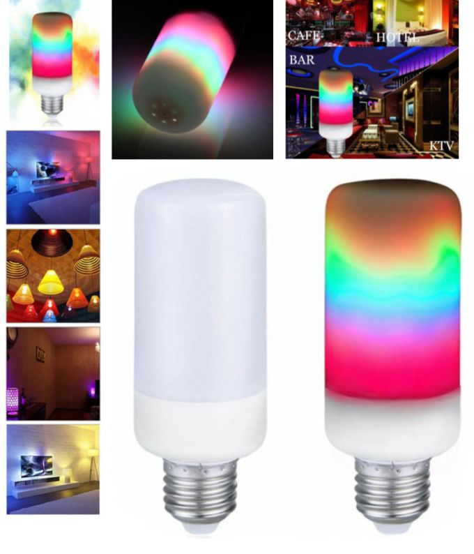 Лампа LED Flame Bulb RGB с эффектом пламени огня E27 интерьерная, Светодиодная лампочка с имитацией эффекта пламени огня