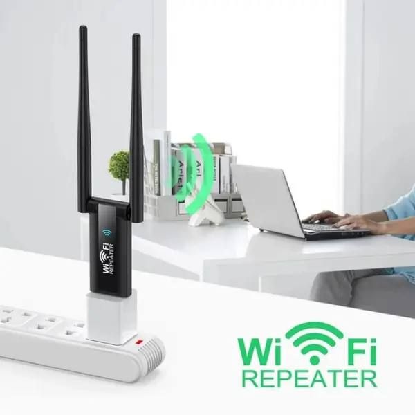 USB Wi-Fi репитер, USB-транслятор усилитель WiFi сигнала на 2 антенны, двухантенный беспроводной расширитель диапазона Wi-Fi сигнала, совместим практически со всеми роутерами, для многокомнатного дома или офиса