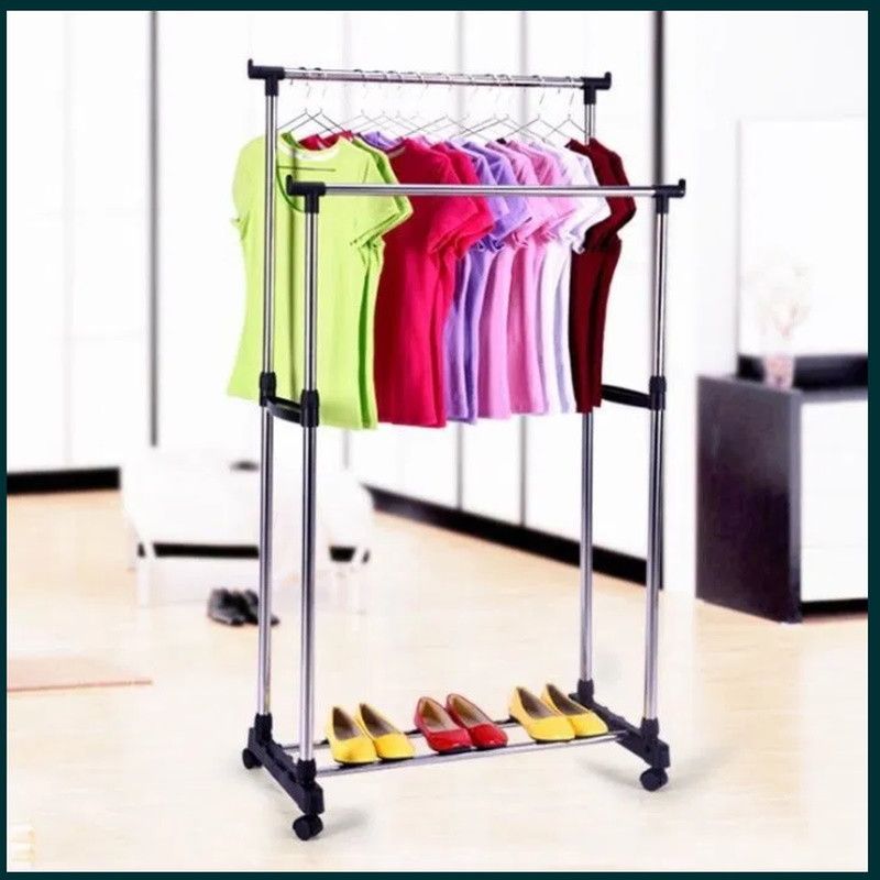 Телескопическая стойка вешалка для одежды Double Pole Clothes Horse 172 см