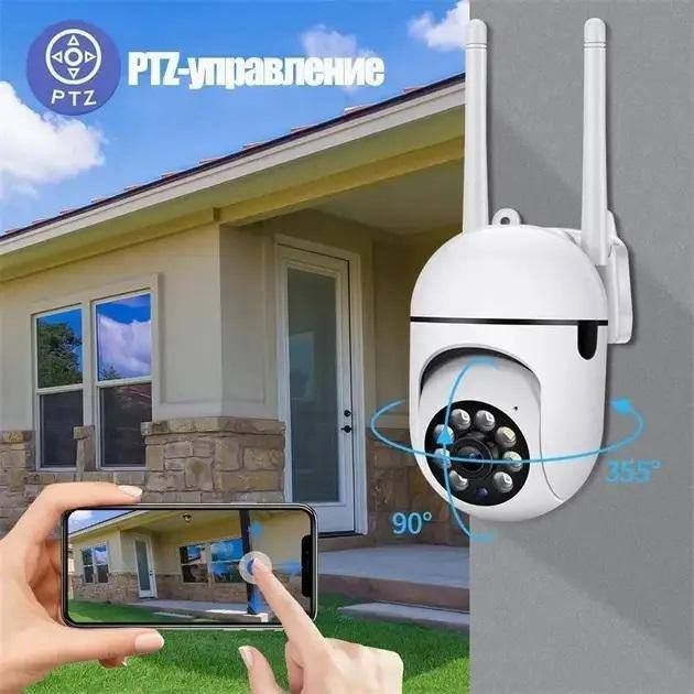 Поворотная камера наружного видеонаблюдения с Wi-Fi CLOUD STORAGE, Уличная поворотная 360° погодозащитная IP-камера, полный угол обзора, с удаленным доступом, ночной съёмкой и датчиком движения и и облачным хранилищем