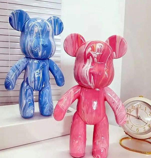 Флюидный Мишка Fluid Bear Bearbrick с красками 23 см, медвежонок для творчества DIY Bearbrick, Набор для творчества мишка сделай сам
