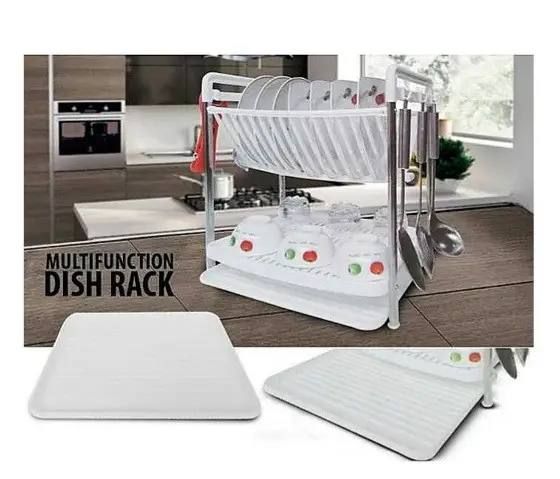 Сушилка для посуды Multifunctional dish rack, многофункциональная прочная надежная складная подставка для посуды, стойка для кухни, Двухъярусная Кухонная сушка, Настольная Посудосушка, съемный поднос, для хранения столовых приборов,тарелок,чашек