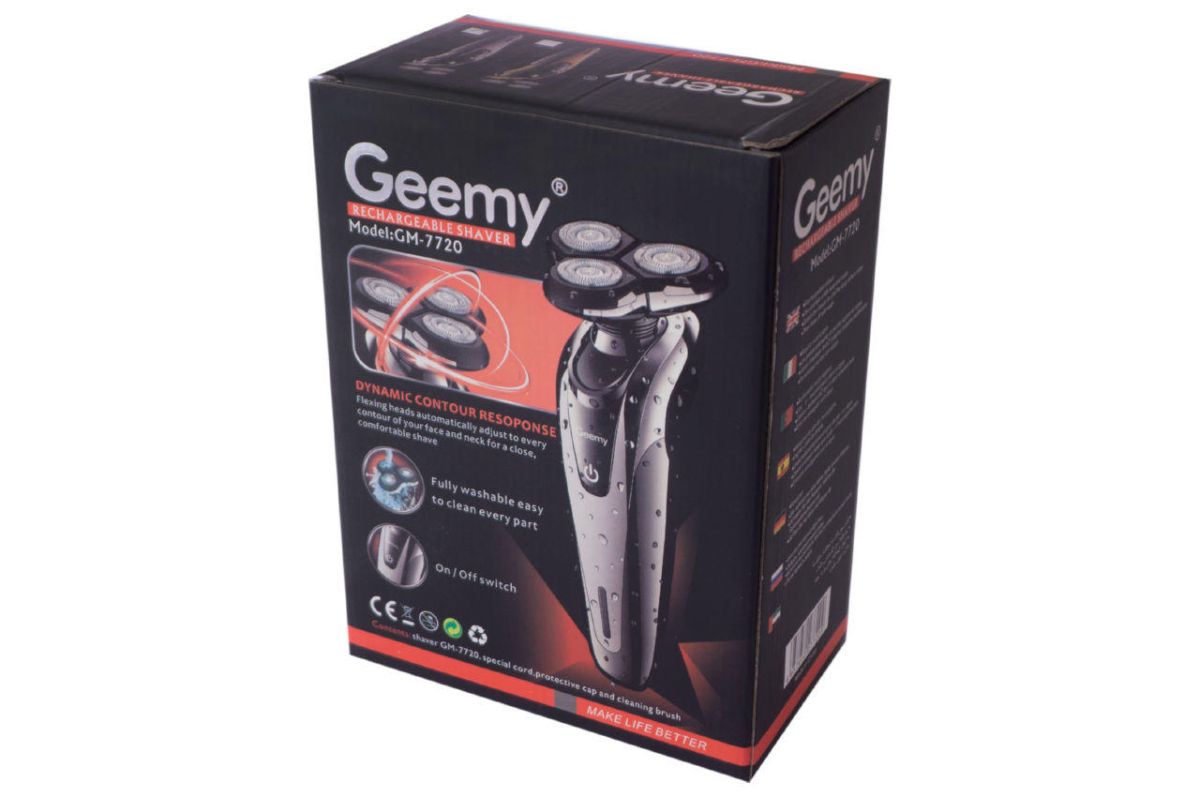 Беспроводная электробритва Geemy GM-7720, аккумуляторная электробритва, бритва с плавающими головками