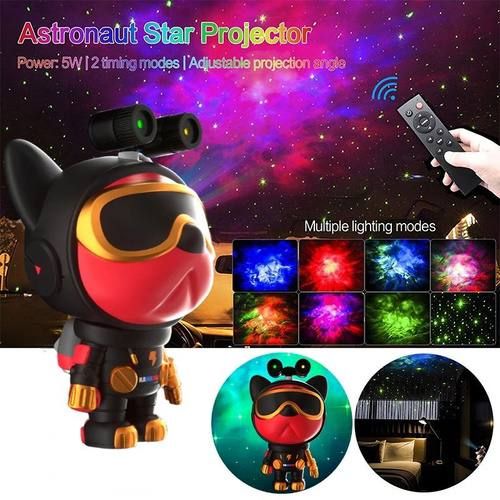 Чудо Проектор звездного неба в виде космической собаки Spase Dog Galaxy Star Lightr, светильник ночной проектор Галактик и Космоса, космический пес - Астронавт, с пультом дистанционного управления и таймером