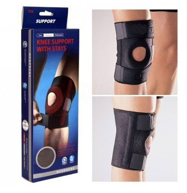 Защитный наколенник, фиксатор колена Knee Support With Stays | стабилизатор для коленной чашечки Knee support, Суппорт колена неопреновый со спиральными вставками, на липучке, специальная экипировка для мощной защиты слабого или больного колена