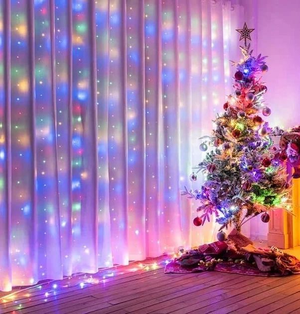 Светодиодная гирлянда штора водопад мульти разноцветная  3Mx3M 320 диодов RGB