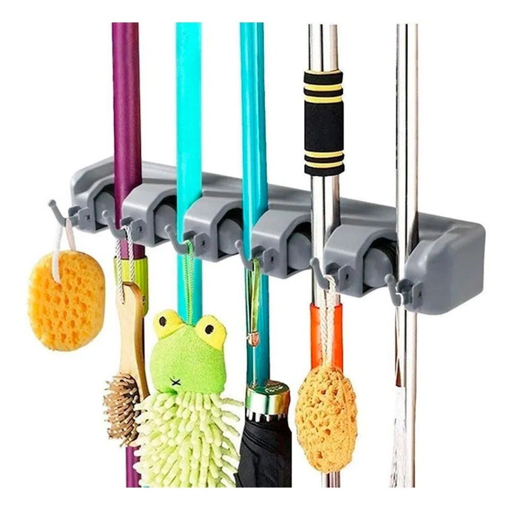 Настенный держатель-органайзер для швабр и щеток Broom Holder, Универсальный фиксатор швабры