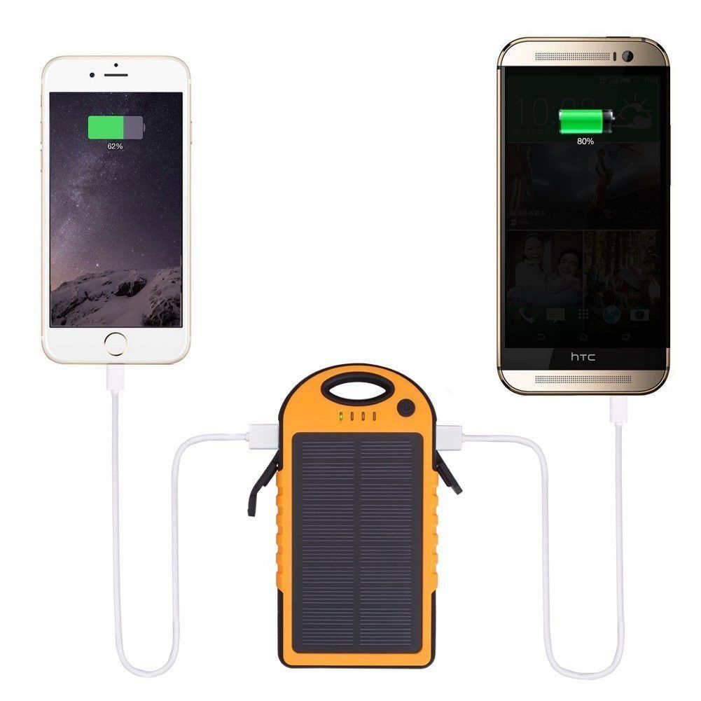 Портативное зарядное устройство Power Bank Solar 12000 mAh c Led фонариком и карабином