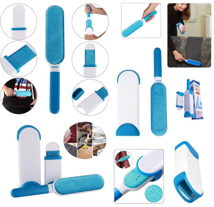 Компактная Двусторонняя Щетка для удаления шерсти Reusable Pet Fur Remover With Self Cleaning Base самоочищающаяся,Многоразовое средство для удаления шерсти домашних животных, комплект щеток