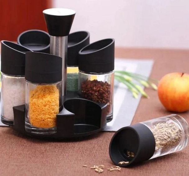 Набор емкостей для специй Spiceck, баночки для хранения приправ и пряностей карусель 6 шт