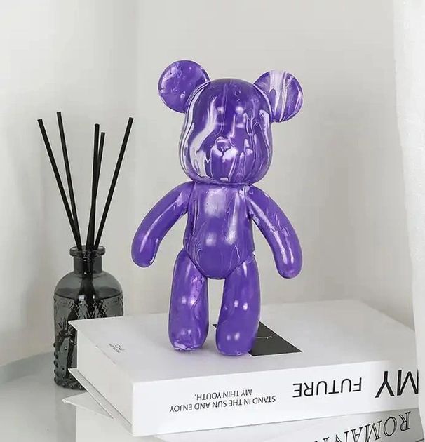 Флюидный Мишка Fluid Bear Bearbrick с красками 23 см, медвежонок для творчества DIY Bearbrick, Набор для творчества мишка сделай сам