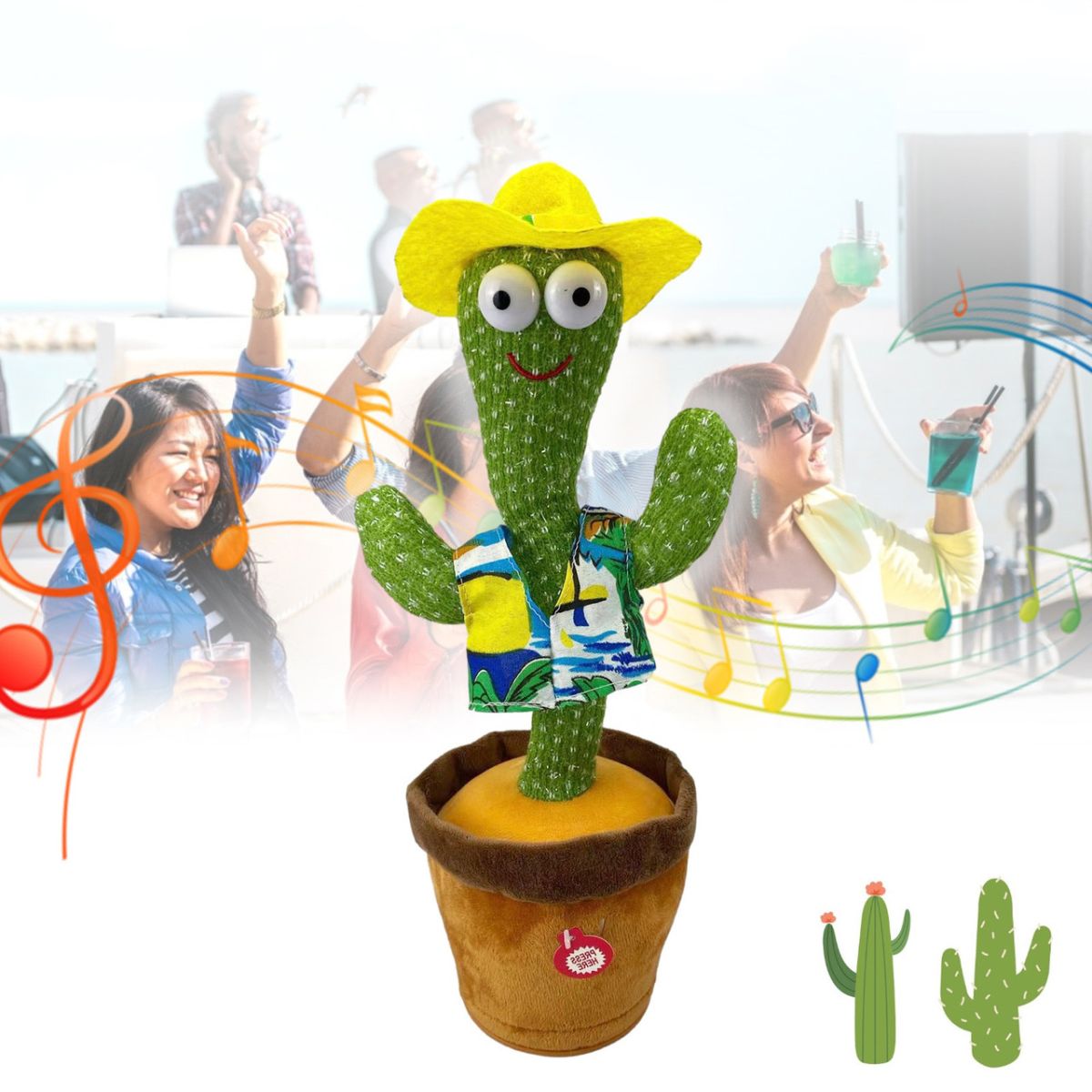 Большой танцующий кактус музыкальный поющий 120 песен Dancing Cactus 32 см