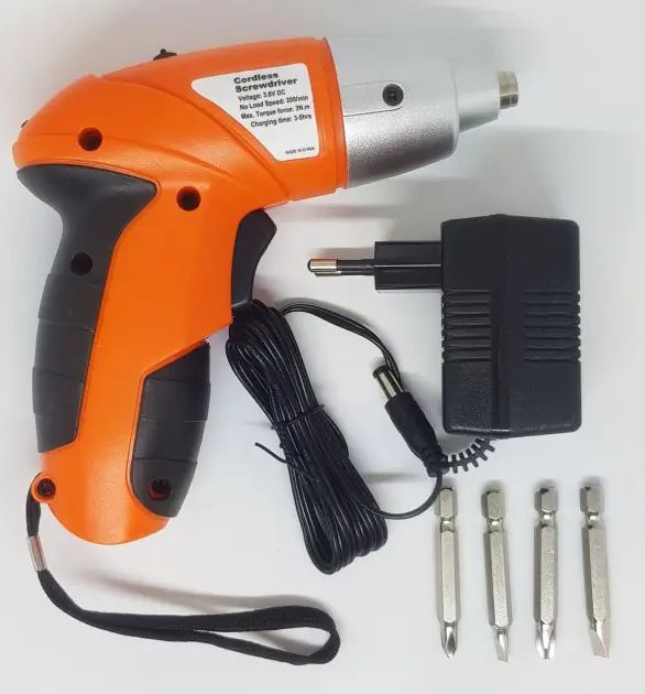 Электроотвертка аккумуляторная Tuoye Tools Cordless Screw с 4 насадками, отвертка с битами, мини-шуруповерт